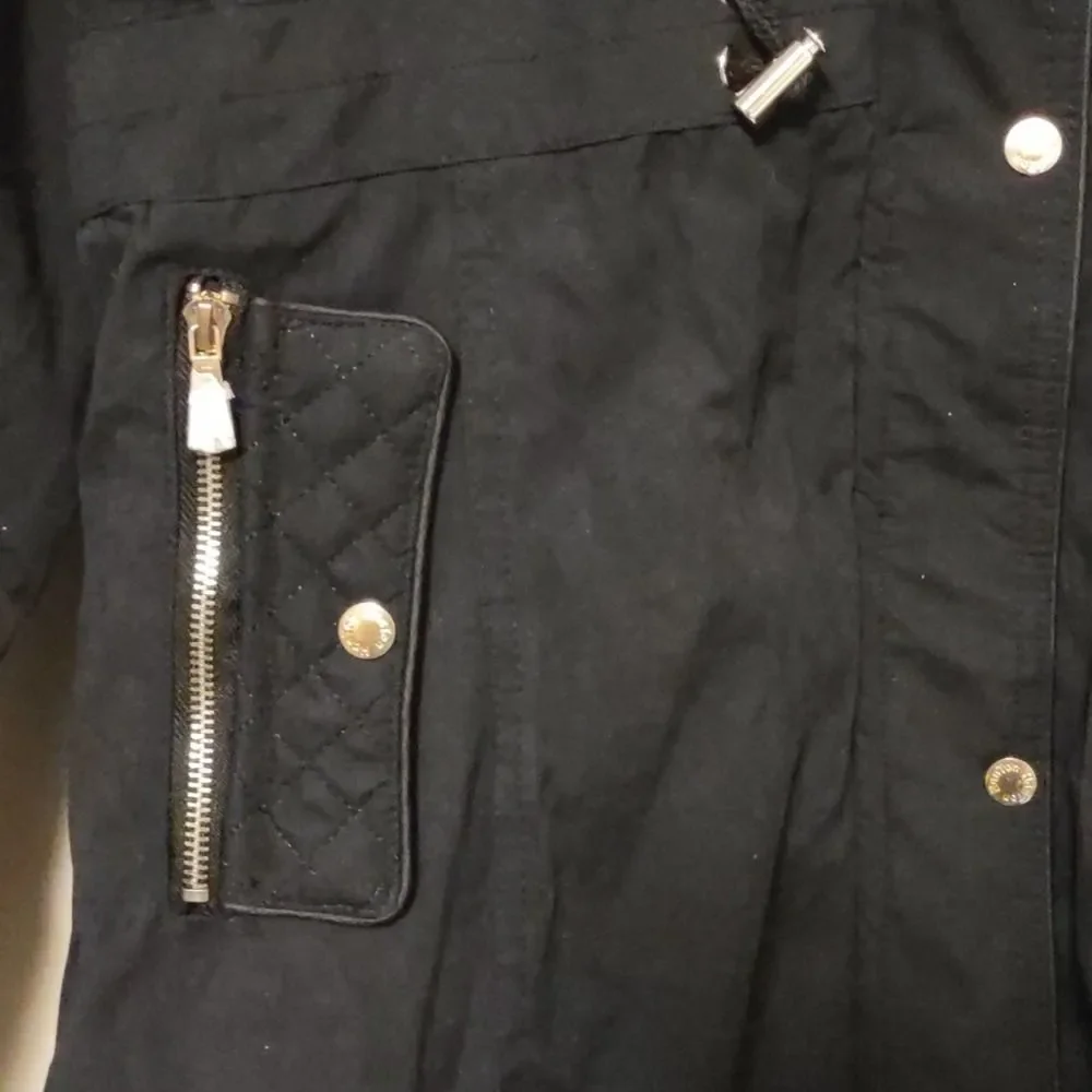 LeeHanton Three Quarter Length Military Style Parka Jacket Black XL